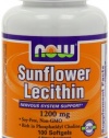 Now Foods Sunflower Lecithin Non GMO, Soft-gels, 1200mg, 100-Count