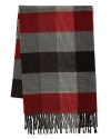 This polished scarf adds distinction to your attire with a large check pattern that's complemented by just the right amount of color. A cold weather essential from The Men's Store at Bloomingdale's.