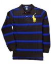 Polo Ralph Lauren Boys Striped Big Pony Mesh Polo, Royal, XL(18/20)