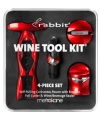 Four essential (and ultra-festive) tools for opening, pouring and sealing a fresh bottle of red, white or bubbly make this Metrokane wine tool kit, featuring the famous Rabbit corkscrew, a pleasure to give and receive.