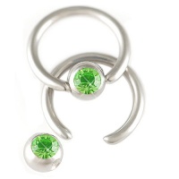 16g 16 gauge (1.2mm), 1/4 Inch (6mm) long - 316L Surgical Stainless Steel eyebrow tragus lip bars ear rings earring closure ring bcr captive bead bar with Swarovski Crystal 3mm ball Peridot - Pierced Body Piercing Jewelry Jewellery - Set of 2 ALYN