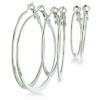 Chic Set of Three Flat Hoop Earrings ( Small, Medium and Large)