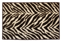 Park B. Smith Zebra Printed, Carved Acrylic 20 by 30 Rug, Natural/Coffee Bean