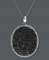 Take shape. EFFY Collection's stunning oval pendant features round-cut black diamonds (2 ct. t.w.) and white diamond edges (1/5 ct. t.w.). Set in 14k white gold. Approximate length: 18 inches. Approximate drop length: 1-1/4 inches. Approximate drop width: 7/8 inch.