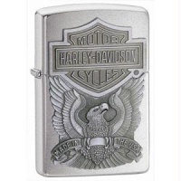 Zippo Harley-Davidson Eagle/Logo Emblem Lighter (Silver, 5 1/2 x 3 1/2 cm)