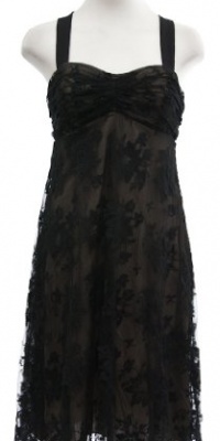 Donna Morgan Black/Nude Lace Sweetheart Neckline Sleeveless A-Line Dress 8