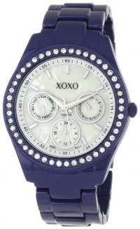 XOXO Women's XO5299A Rhinestone Accent Dark Blue Enamel Bracelet Watch