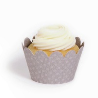 Dress My Cupcake Maya Mini Gray Cupcake Wrappers, Set of 18