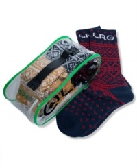 Give the gift of cozy feet, this LRG set comes with 3 pairs of stylishly printed socks.