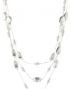 Kenneth Cole New York Shiny Metals Shiny Silver Geometric Bead Illusion Necklace, 23