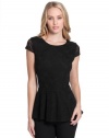 GUESS Peplum Lace Top, JET BLACK (MEDIUM)