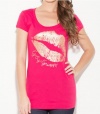 G by GUESS Smooch Tee, ELECTRIC ROSE (SMALL)