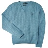 Polo Ralph Lauren Men's Cable Knit Tussah Silk V-neck Sweater