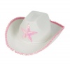 White Felt Cowgirl Cowboy Hat With Pink Star