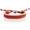 Silvertone Heart and Red Cord Friendship Bracelet