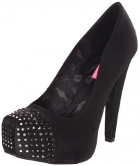 Betsey Johnson Women's Majestee Platform Pump,Black Satin,8 M US