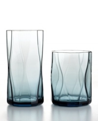 The crystalline blue of the Bormioli Rocco's Nettuno Blue collection of drinking glasses recalls tranquil waters of Tyrrhenian Sea, on which the ancient town of Nettuno (Neptune in Italian) is located. The silhouette and the lines of the highball glasses (shown left) are definitely Italian in design and lend an air of casual sophistication.