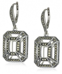 Judith Jack Caged In Item Sterling Silver and Swarovski  Marcasite Open Deco Drop Earrings