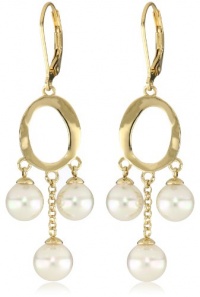 Majorica 7/8mm 3 Pearls Circle Drop Earrings