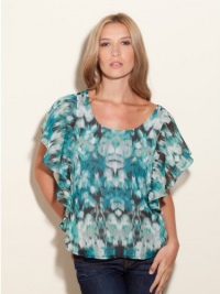 GUESS Dahlia Short-Sleeve Top - Vertigo, AZURE MULTI (MEDIUM)