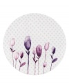 Blur the line between garden style and modern design with the Watercolors Amethyst salad plates. Purple blossoms flourish against a playful dot pattern while the white coupe shape couples the sleek look and unparalleled durability of bone china. (Clearance)