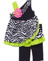 Rare Editions Girls Lime Ruffled Zebra Dress Set 6X (S751003)