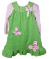 Rare Editions Infant Girls Sage Green Butterfly Corduroy Jumper-18 Months