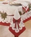 Accent the table in seasonal beauty with Homewear's Christmas Peace and Joy napkins. Red bows embellish holly damask for graceful – and in a machine washable blend – easy entertaining.