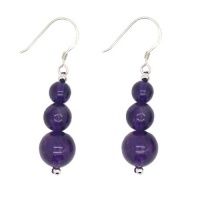 Sterling Silver Amethyst Graduated Dangle Journey Earrings