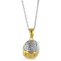 Two Tone Diamond Cupcake Pendant/Necklace in Sterling Silver w/18 Chain