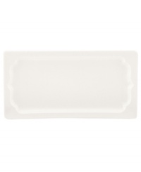 Lenox combines the versatility of whiteware with unique baroque shaping in the Regency Silhouette hors d'oeuvres tray, featuring glossy white porcelain for every day, any occasion.