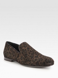 A timeless loafer style in leopard-printed suede for a dapper finish to any well-dressed ensemble.Suede upperLeather liningPadded insoleLeather soleMade in Italy