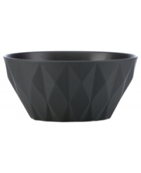 A cut above. The Castle Peak cereal bowl presents an ultra-modern take on kate spade new york's signature bow motif featuring bold faceted accents in slate-gray stoneware.