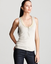 A light-as-air layer, this T Tahari tank slips under spring-weight sweaters or styles on its own for understated elegance.