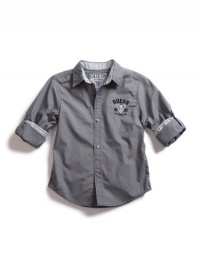 GUESS Kids Boys Shirt with Roll-Up Sleeves, GREY (12/14)