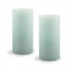 Set of 2 Commercial 2000 Hour 4x8 Aqua Marble Unscented Flameless Candles with Programmable Timer By Candle Impressions