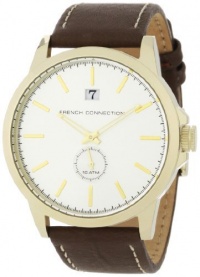 French Connection Men's FC1002G Brown Leather Strap Gold-tone Stainless Steel Watch