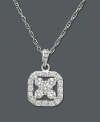 Simple, stunning elegance. This picturesque pendant presents certified near colorless round-cut diamond (1/2 ct. t.w.) in a square and floral pattern.  Crafted in 14k white gold. Approximate length: 18 inches. Approximate drop: 5/8 inch.