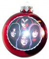 KISS Glass Ornament With Band Image and Silver Kiss Logo