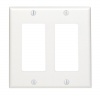 Leviton 80409-W 2-Gang Decora/GFCI Device Decora Wallplate, Standard Size, Thermoset, Device Mount, White