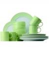 Rosenthal's Sunny Day dinnerware set shines on casual tables with fresh green accents in durable, double-fired porcelain. Combine with striped Sunny Day pieces for an ultra-stylish statement.