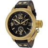 I By Invicta Men's 70113-005 18k Gold-Plated Stainless Steel and Black Leather Watch