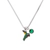 3-D Enamel Hummingbird Charm Necklace with Green Emerald Crystal Drop