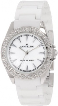 Anne Klein Women's 109683MPWT Swarovski Crystal Silver-Tone and White Ceramic Bracelet Watch