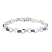 Pearlz Ocean Sterling Silver Blue & White Cubic Zirconia Bracelet