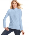 Cozy into Karen Scott's mock petite turtleneck - it is a classic layering piece you'll wear all season. At a great price, you'll want one in each versatile color!