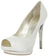 Giuseppe Zanotti Women's E26073 Wedding Platform Sling Crystal Heel,Ivory,9 M US