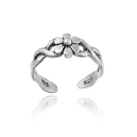 Sterling Silver Braided Daisy Flower Toe Ring