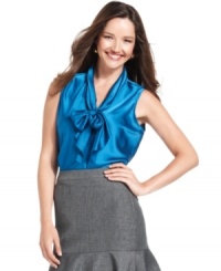 Tie it however you like, Kasper's petite shell adds a feminine touch to suits and work separates. (Clearance)