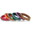 Set of Six Multi-Colored Assorted Wooden Bangle Bracelets, 7 Inches